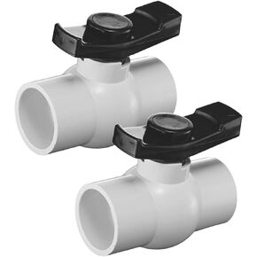 2Pcs 1-1/2 inch PVC Ball Valve, 1.5 inch Shut Off Valve with Easy to Rotate Slip, PVC Ball Valve with "T" Nimble Handle for Swimming Pool, Irrigation, Sewage Pipes in Kuwait