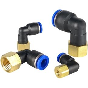 هوائي القصبة الهوائية موصل قابس سريع لولبة داخلية الكوع على شكل حرف L مستقيم في اتجاهين PLF6-01 8-02 10-03 1 قطعة (PLF12-04) in Kuwait