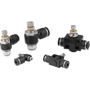 أسود القصبة الهوائية المشتركة سرعة تنظيم هوائي في اتجاه واحد خط أنابيب اسطوانة صمام خنق SA/SL4-M5/6-01/8-02/03 1 قطعة (SA8 (أسود)) in Kuwait