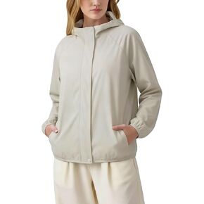 Women's UPF 50+ Lightweight UV Sun Protection Jacket, Cropped Quick Dry Long Sleeve Zip Up Hooded Shirt Workout in Saudi Arabia