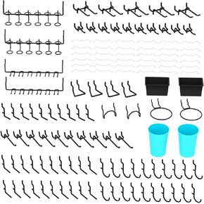 157 PCS Extra Thick Pegboard Hook Set, Metal Pegboard Accessory Organizer with Storage Bins and Peg Locks, Fits 1/4 Inch Pegboard Only, Ideal for Tools, Garage and Workshop Storage(Silver) in Kuwait