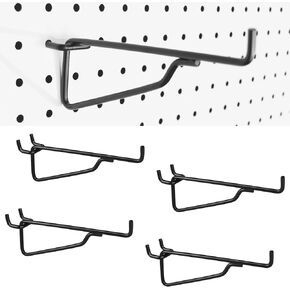 Pegboard Shelf Hooks, 4 Pack Metal Utility Hook Set, 1/4 inch Peg Board Organizer Accessories, Shelves and Baskets Brackets, Display and Storage Rack for Garage Art Craft Room Office (Black, 8") in Kuwait