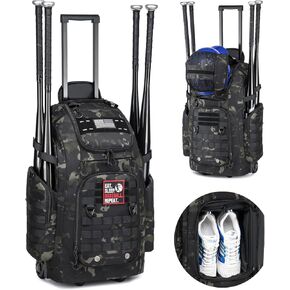 حقيبة بيسبول دوارة بعجلات، حقائب تروس لاصطياد الكرة اللينة لـ 4 مضارب، حقيبة بيسبول محمولة مع حجرة للأحذية، تحمل جميع معدات البيسبول اللينة in Kuwait