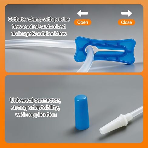 2000ml Capacity Catheter Bags with Anti-Reflux Valve, 5 Pcs Urine Bag with Adjustable Clips, Professional Urinary Drainage Bags for Home and Hospital Use in Kuwait