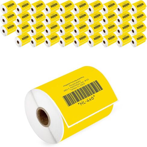 HOUSELABELS 4" x 6" Yellow Shipping Labels on 1" Core Compatible with Zebra and Rollo Printers, 1 Roll / 250 Labels per Roll in Saudi Arabia