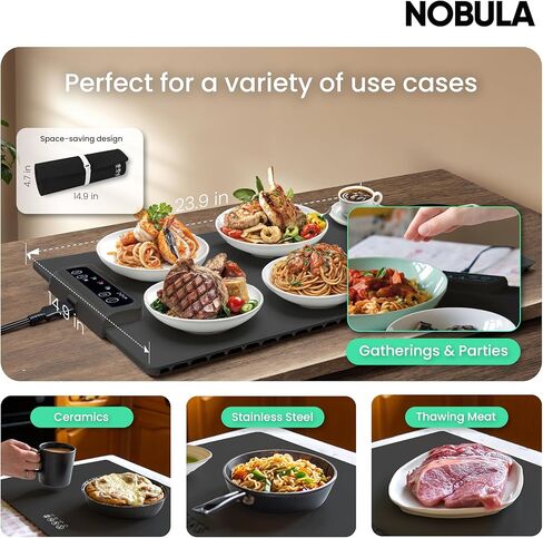 Nobula Electric Warming Tray Charcoal - Portable & Foldable Food Warming Mat for Buffets, Countertops & Parties - 3 Adjustable Temperature Settings in Saudi Arabia