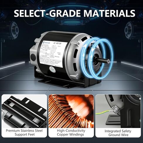 GF2054 Blower Motor 1/2 HP 115V 1725RPM 48Frame Belt Drive Motor Compatible with AO Smith GF2054, Packard 45012, Emerson 8200, GE BF-4708, Universal 811, Baldor RSP3451A, Dayton 4UE85, 5-Year Warranty in Saudi Arabia