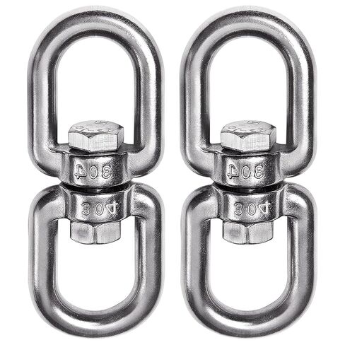 Heavy Duty 304-Stainless Steel Double Eye Swivel, Swivel Ring Double Ended with Snap Hooks for Web Tree Swing, Rotating Hammock, Swing Spinner Hanger, Swivel Carabiner (M8, 2+1) in Saudi Arabia