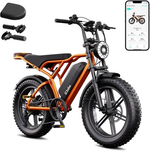 TST Electric Bike for Adults, 1500W Peak Motor E Bike with 48V 15Ah Battery, 60 Miles Range 28 MPH Electric Bicycle, 20" All-Terrain Ebike with 7 Speeds, Full Suspension in Kuwait