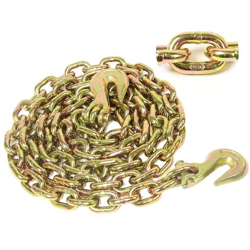 Grade 80 Heavy Duty Binder Chain, 5/16" x 20' with Grab Hooks - 4900 Lbs Safe Working Load Tow Chain for Transport, Towing and Logging in Kuwait