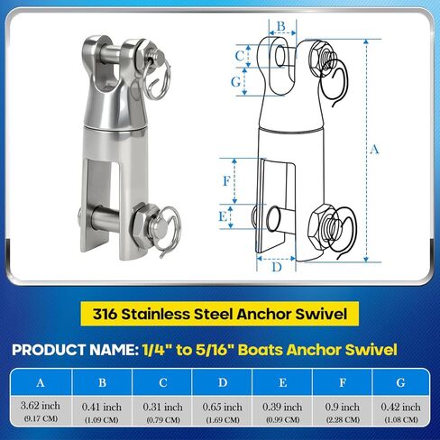 سلسلة مرساة قارب مرساة - سلسلة من الفولاذ المقاوم للصدأ 316 G4 HT ذات وصلة قصيرة أثقل من النوع 1/4 بوصة مع أغلال مقوسة وموصل دوار لمرساة القارب in Kuwait