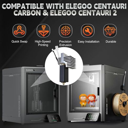 2Pack Hotend Kit for Elegoo Centauri Carbon, Upgrade 3D Printer Extruder Hot End with 0.2/0.4/0.6mm Hardened Steel Nozzle Replacement Print Head Heat Sink Hotend for Elegoo Centauri Carbon 3D Printer in Saudi Arabia