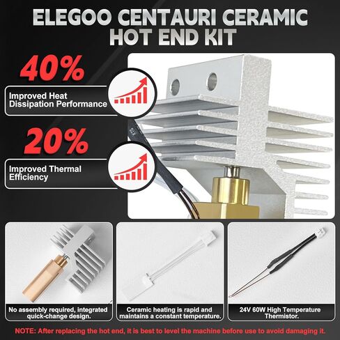 2Pack Hotend Kit for Elegoo Centauri Carbon, Upgrade 3D Printer Extruder Hot End with 0.2/0.4/0.6mm Hardened Steel Nozzle Replacement Print Head Heat Sink Hotend for Elegoo Centauri Carbon 3D Printer in Kuwait