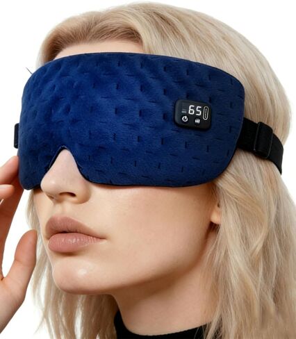 عين لاسلكية ساخنة للعيون الجافة مع 6 مؤقتات | ضغط العين الدافئ بدقة 35-65 درجة مئوية بقوة 1500 مللي أمبير في الساعة | وسادة تدفئة قابلة للغسل للعناية بالعين، كحلي in Kuwait