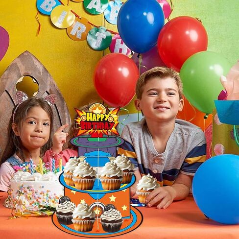Cartoon Dragon Birthday Cupcake Stand Three-Tier Tiered Dessert Stand Cartoon Birthday Party Decorations in Saudi Arabia