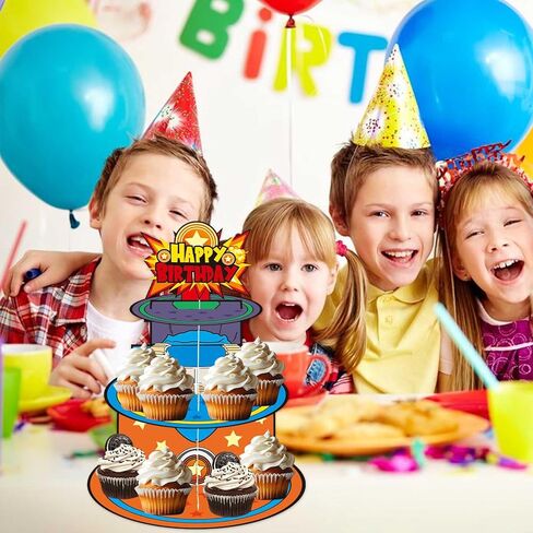 Cartoon Dragon Birthday Cupcake Stand Three-Tier Tiered Dessert Stand Cartoon Birthday Party Decorations in Saudi Arabia