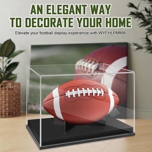 حافظة عرض كرة القدم مع قاعدة من الخشب الصلب الأسود - صندوق عرض حامل كرة قدم من الأكريليك الشفاف لكرة القدم الموقعة، عرض تذكارات كرة القدم بالحجم الكامل in Kuwait