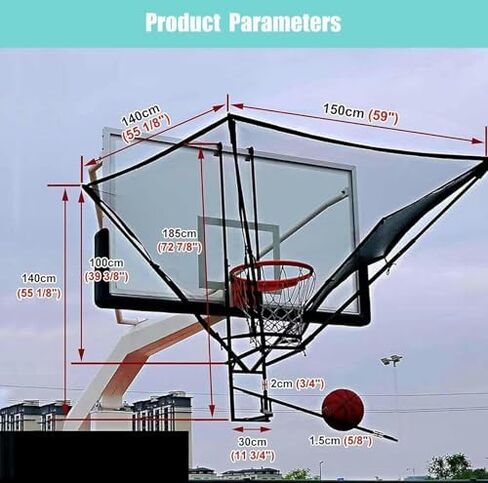 آلة إرجاع الكرة الأوتوماتيكية المعلقة لكرة السلة من شوت، سهلة الطي في الهواء الطلق مع حقيبة تخزين in Kuwait
