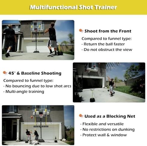 شبكة إرجاع كرة السلة شوت ريبوندر - حلقة تلقائية مع دعامات قابلة للدوران للتدريب على الإمساك بالمنزل وفي الهواء الطلق in Kuwait