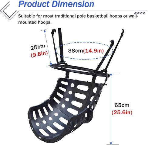 ملحق كرة السلة المعلق باللون الأسود لمدرب كرة السلة يدعم الدوران 360 درجة للاستخدام الداخلي والخارجي ومساعد الرمي المحمول والإرجاع in Kuwait