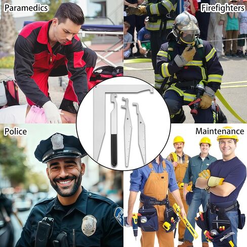 مجموعة أدوات الطوارئ متعددة الأغراض لمكافحة الحرائق، 4 عبوات من أدوات الدخول القسري من الفولاذ الزنبركي عالي القوة لرجال الإطفاء والمستجيبين الأوائل المعتمدين - تصميم مدمج على شكل حرف L لعمليات الطوارئ in Kuwait