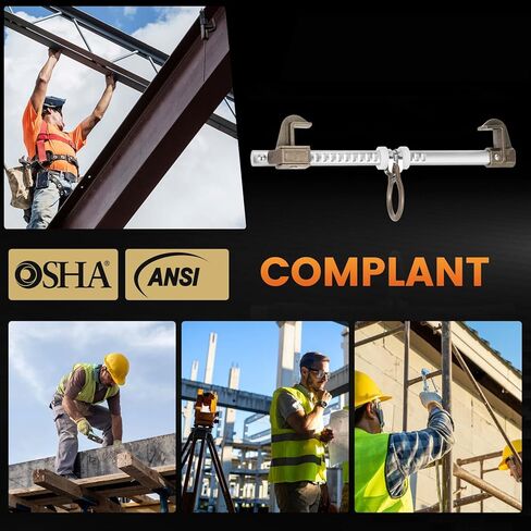 مرساة شعاع منزلق من الألومنيوم، قابلة للتعديل لتناسب مرساة شعاع الحماية من السقوط I أو H مع عرض شفة يتراوح من 3.5 بوصة إلى 14 بوصة، تلبي أو تتجاوز ANSI & OSHA in Kuwait