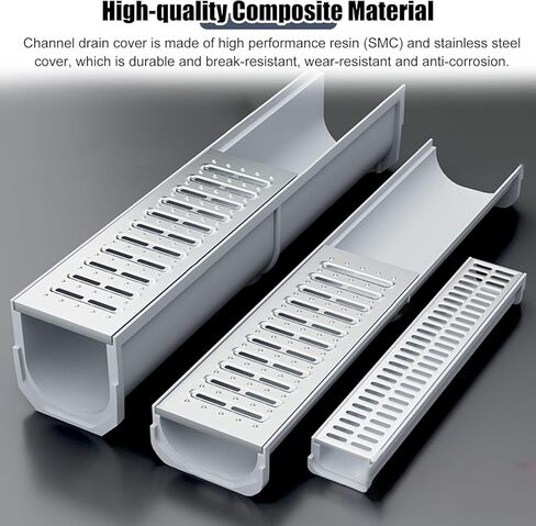Metal Grating for Drainage Ditch, Kitchen/Bathroom/Restaurant Drainage Ditch, Indoor and Outdoor Drainage Ditch Floor Drain Kit(W-20cm(7.9") x H-20cm(7.9")) in Saudi Arabia