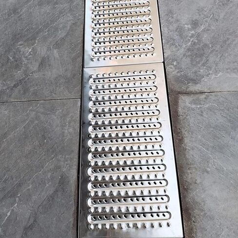 Heavy Duty Metal Trench Drain Grate - Outdoor Rectangle Drain Cover for Driveway Garage and Commercial Use (20cm x 58cm) - Sewer Grate for Efficient Water Drainage () in Saudi Arabia