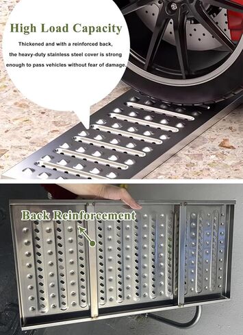 Heavy Duty Metal Trench Drain Grate - Outdoor Rectangle Drain Cover for Driveway Garage and Commercial Use (20cm x 58cm) - Sewer Grate for Efficient Water Drainage () in Saudi Arabia