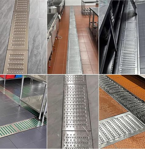 Heavy Duty Metal Trench Drain Grate - Outdoor Rectangle Drain Cover for Driveway Garage and Commercial Use (20cm x 58cm) - Sewer Grate for Efficient Water Drainage () in Saudi Arabia