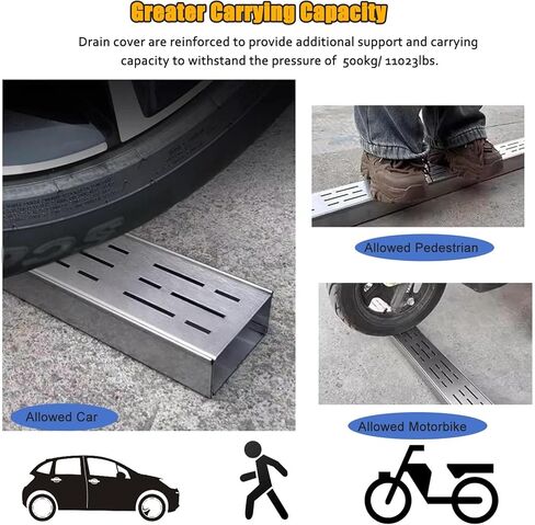 Metal Trench Guard for Driveways, Rustproof Channel Drain for Outdoor Yards Gardens Park Kitchen Bathroom, 1 M Length Stainless Steel Drainage Systems(10x4cm) in Saudi Arabia