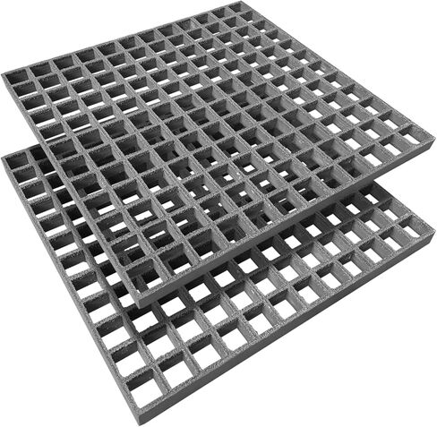 2 حزمة من الألياف الزجاجية المصبوبة مقاس 19 × 19 × 1 بوصة، سطح شبكي من الألياف الزجاجية FRP، سطح علوي 1.6 × 1.6 شبكة مربعة من الألياف الزجاجية للصرف الصحي، دور علوي الحمام، أرضية السلالم، الخنادق، 1.6 × 1.6 بوصة رمادي in Kuwait