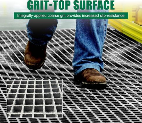 2 حزمة من الألياف الزجاجية المصبوبة مقاس 19 × 19 × 1 بوصة، سطح شبكي من الألياف الزجاجية FRP، سطح علوي 1.6 × 1.6 شبكة مربعة من الألياف الزجاجية للصرف الصحي، دور علوي الحمام، أرضية السلالم، الخنادق، 1.6 × 1.6 بوصة رمادي in Kuwait