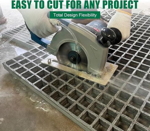 2 حزمة من الألياف الزجاجية المصبوبة مقاس 19 × 19 × 1 بوصة، سطح شبكي من الألياف الزجاجية FRP، سطح علوي 1.6 × 1.6 شبكة مربعة من الألياف الزجاجية للصرف الصحي، دور علوي الحمام، أرضية السلالم، الخنادق، 1.6 × 1.6 بوصة رمادي in Kuwait