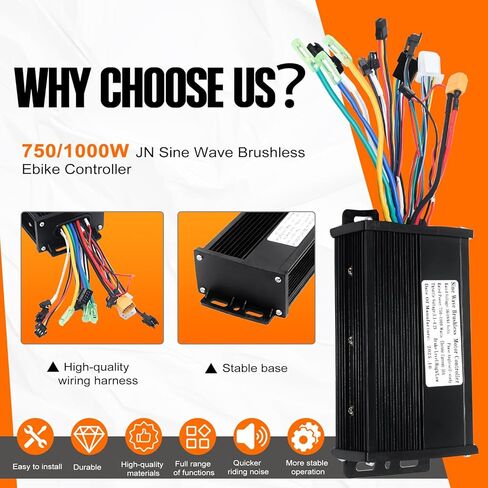 Electric Bike Controller 36V/48V/64V 30A 750W/1000W JN Sine Wave Brushless Motor Controller for Ebike Or Scooter Motors for UART No.2 Protocol with Hall-Based Or Sensorless Aluminum Black in Kuwait