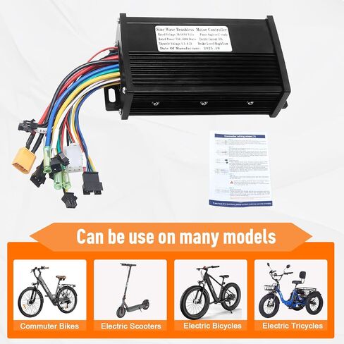 Electric Bike Controller 36V/48V/64V 30A 750W/1000W JN Sine Wave Brushless Motor Controller for Ebike Or Scooter Motors for UART No.2 Protocol with Hall-Based Or Sensorless Aluminum Black in Kuwait