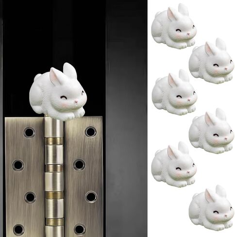 Cute Mini Creative White Rabbit Hinge Heads Decorative Topper Set 6PCS, Home Decoration,Magnetic Hinge Head Toppers Door Hinge in Saudi Arabia