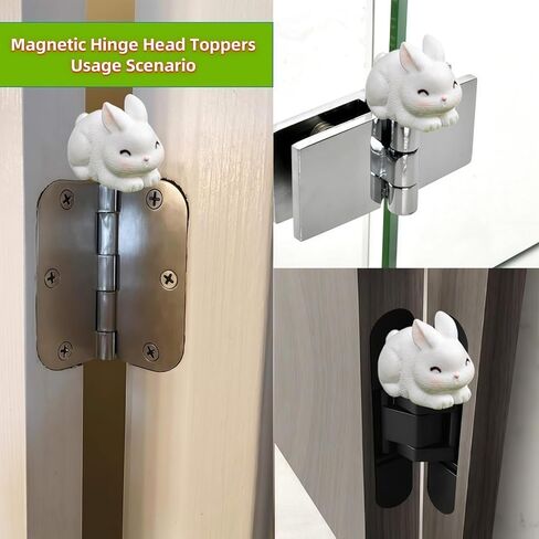 Cute Mini Creative White Rabbit Hinge Heads Decorative Topper Set 6PCS, Home Decoration,Magnetic Hinge Head Toppers Door Hinge in Saudi Arabia