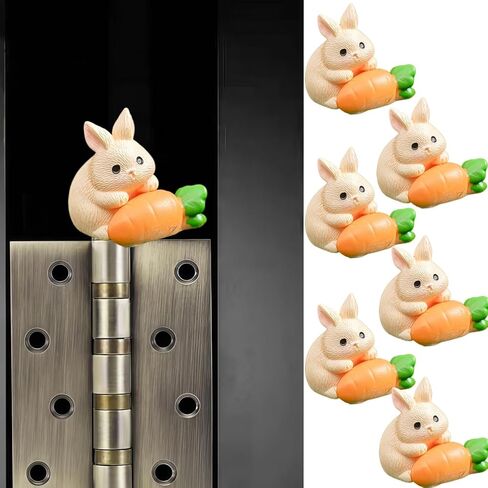 Cute Mini Creative Hugging Carrot Rabbit Hinge Heads Decorative Topper Set 6PCS, Home Decoration,Magnetic Hinge Head Toppers Door Hinge in Saudi Arabia