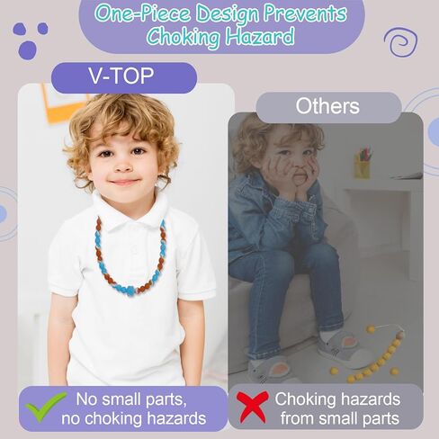 قلادات مضغ للأطفال الحسيين 2 حزمة، ألعاب حسية قلادة مطاطية للأطفال المصابين بالتوحد، ADHD، SPD تقلل من التوتر، قلادات التسنين لعض الطفل، مضغ، الرضاعة الطبيعية قلادة للأم in Kuwait