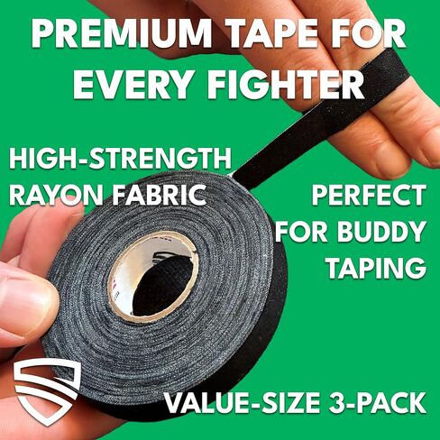 SHIELD Jiu Jitsu Finger Tape - Great for Martial Arts, Finger Isolation Tape for Sports & Injuries | 0.5 Inches x 15 Yards, 3-Roll Value Pack, Made with Rayon for 40% More Strength in Kuwait