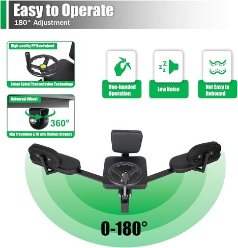 أداة تمديد الساق للتدريب على الانقسامات، آلة تمدد قابلة للتعديل بزاوية 180 درجة مع عجلة يدوية، وسائد من البولي يوريثان وإطار فولاذي - معدات رياضية منزلية لليوجا والرقص والفنون القتالية (الحمولة القصوى 220 رطل، أسود) in Kuwait