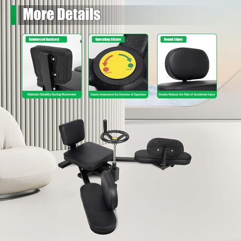 أداة تمديد الساق للتدريب على الانقسامات، آلة تمدد قابلة للتعديل بزاوية 180 درجة مع عجلة يدوية، وسائد من البولي يوريثان وإطار فولاذي - معدات رياضية منزلية لليوجا والرقص والفنون القتالية (الحمولة القصوى 220 رطل، أسود) in Kuwait