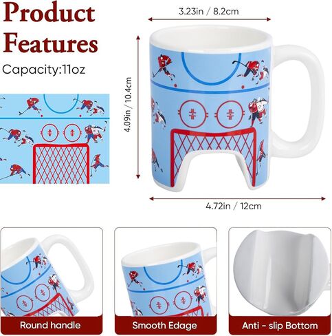 ice hockey Soccer Mug 11 Oz Ceramic Coffee Cup for ice hockey Fans，Mug with Play Function，Great Sports Gifts Idea, For Men, Women, Great for Holidays, Birthdays, Fathers Day in Saudi Arabia