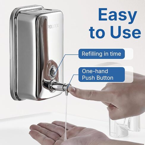 Commercial Soap Dispenser Wall Mounted, 27oz Stainless Steel Hand Soap Dsipenser, Liquid Manual Anti-Leak Pump Soap Dispenser, Rust-Proof Lining Liquid Hand Sanitizer Dispenser for Bathroom in Saudi Arabia