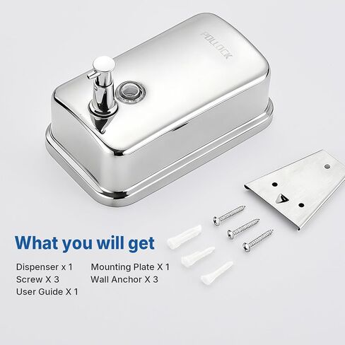 Commercial Soap Dispenser Wall Mounted, 27oz Stainless Steel Hand Soap Dsipenser, Liquid Manual Anti-Leak Pump Soap Dispenser, Rust-Proof Lining Liquid Hand Sanitizer Dispenser for Bathroom in Saudi Arabia