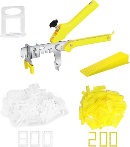 Tile Leveling System with Plier - Tile Spacers and Reusable Wedges, Tile Leveling Clips Tile Tools for Tiles and Stone Installation (1/8 * 800 Spacers and 200 Wedges) in Kuwait