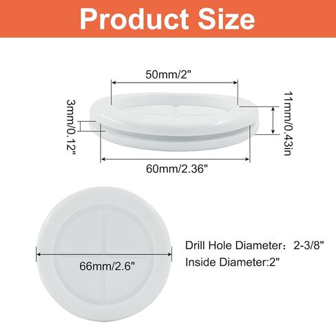 6PCS 2" ID 2-3/8" in Rubber Grommets Double-Sided Firewall Round Rubber Plug Hole Grommet for Automotive Wiring, Metal Box & Cable Protection (White) in Saudi Arabia