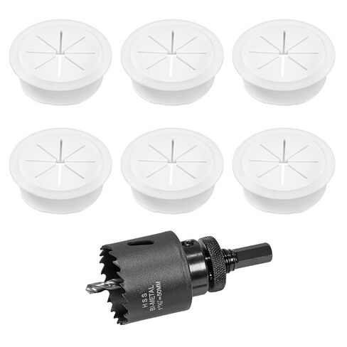 2" White Desk Grommet, JTemgle Flexible Cable Grommet with Bi-Metal Hole Saw Plastic Cable Hole Cover Wire Organizer Caps Desktop Cord Management for Home Office TV Stands Tabletops, 7 Pieces in Kuwait