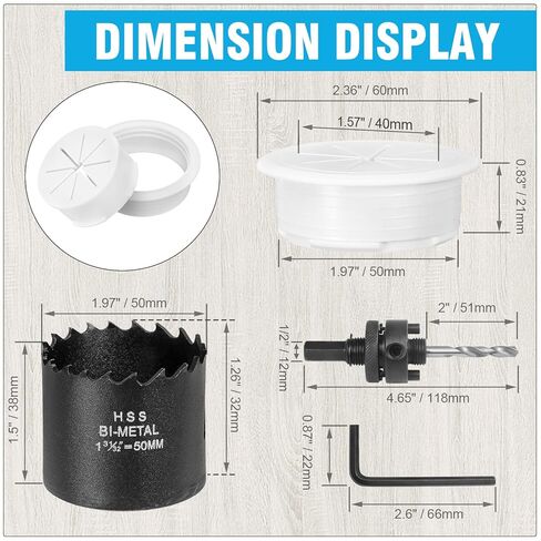 2" White Desk Grommet, JTemgle Flexible Cable Grommet with Bi-Metal Hole Saw Plastic Cable Hole Cover Wire Organizer Caps Desktop Cord Management for Home Office TV Stands Tabletops, 7 Pieces in Kuwait